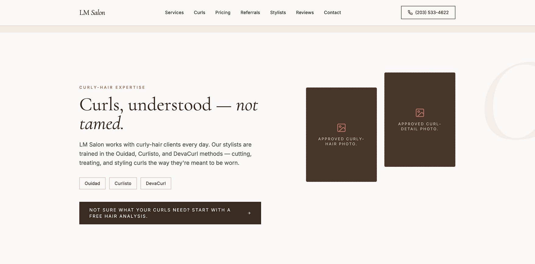 LM Salon concept homepage by ALYM